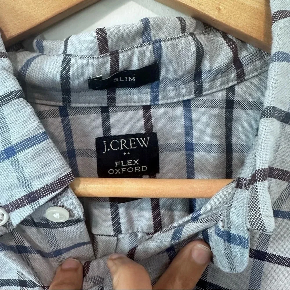 J.Crew Mens Slim Flex Plaid Oxford Preppy Size SZ XL
